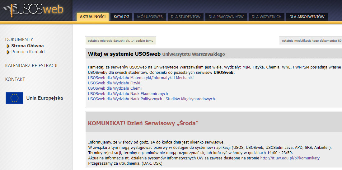USOSweb UW na Uniwersytecie Warszawskim. Czym się zajmuje?